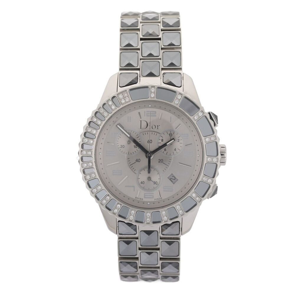 Christian Dior CD114313 Christal 38mm Silver Diamond Watch B&P - $4395 MSRP
